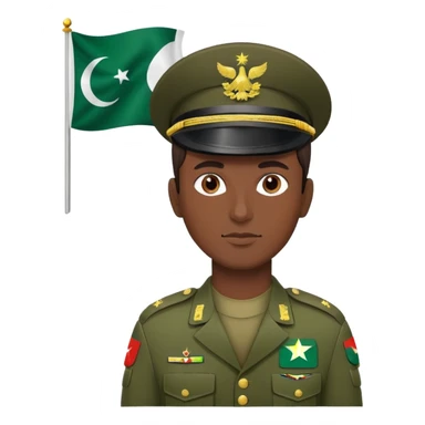 Pakistani soldier in military uniform with Pakistan flag sticker