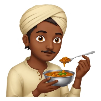Indian man eating curry sticker