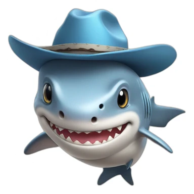 cute shark with a cowboy hat sticker
