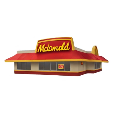 “McDonald’s store with the iconic golden arches, a red and yellow color scheme, and a simple, recognizable design that captures the essence of a fast food restaurant.” sticker
