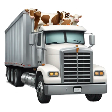 Semi truck hauling cows sticker