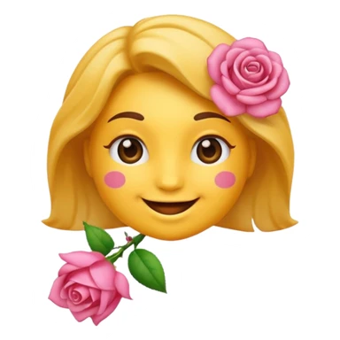 Emoji malin et heureux avec un nœud rose sur la tête à gauche sticker