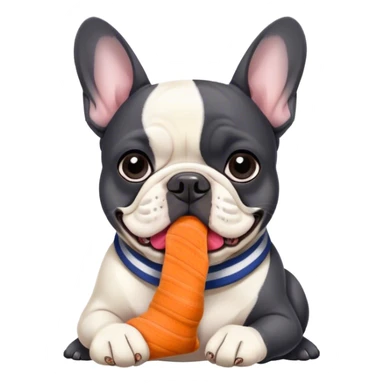 Black and white frenchie eating a sock  sticker