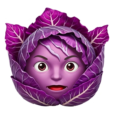 Red cabbage shreds without bowl with big cabbage head in the background sticker
