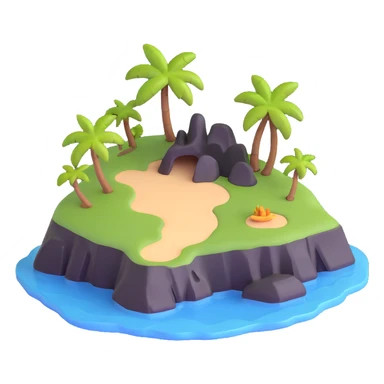 small deserted island with treasure chest sticker