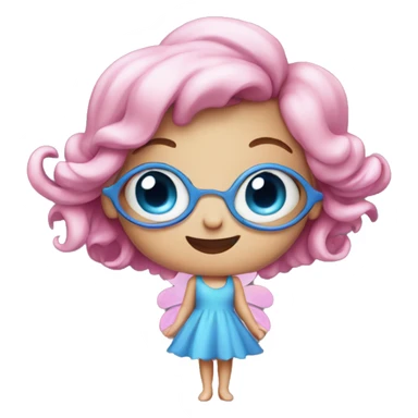 Pink fairy with four eyes wearing a blue dress sticker