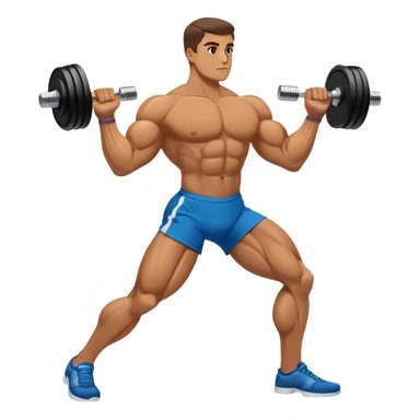 side-view bodybuilder dumbbell lunges sticker