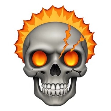 Skull who's upper side is exploded with an volcano eruption  sticker