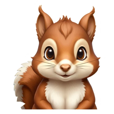 Cinematic Noble Squirrel Portrait Emoji, Poised and regal, with a nimble, agile build and a lush, well-groomed Fur of rich auburn and cream, deep-set soulful bright eyes, Simplified yet sharp and sophisticated features, highly detailed, glowing with a soft, dignified glow, high shine, intelligent and spry, stylized with an air of woodland charm, focused and attentive, soft glowing outline, capturing the essence of a watchful and confident rodent, so majestic it feels as though it could scamper out of the screen with effortless authority! sticker