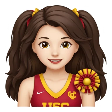 white happy long haired brunette girl in USC cheerleader outfit sticker