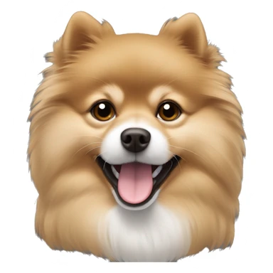 less fluffy pomeranian-spitz mix light brown and white with gray ears  sticker