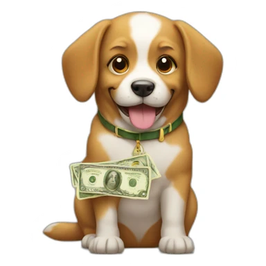 dog with money sticker