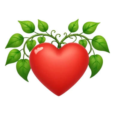 red heart with green vines around it sticker