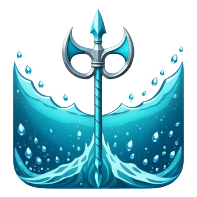Cyan Poseidon's trident with glitter sticker