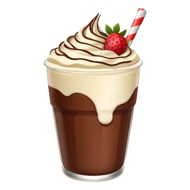 Un vaso cubierto de chocolate que arriba se vea crema batida mym y fresas encima  sticker
