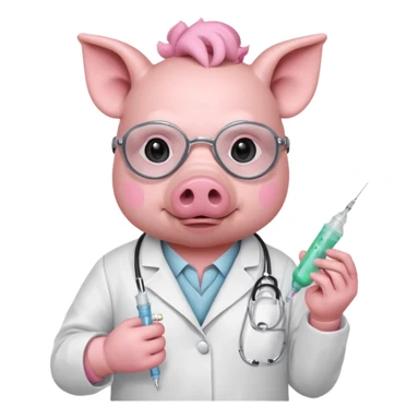 Pig doctor with mask and syringe.














 sticker
