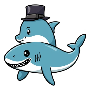 shark wearing a fancy black top hat sticker