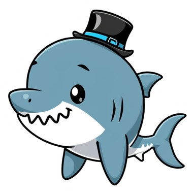 cartoonish sticker of a shark with a top hat sticker