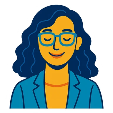 portrait of a grounded, emotionally intelligent woman with wavy hair, gentle smile, approachable professional look, uplifting aura sticker