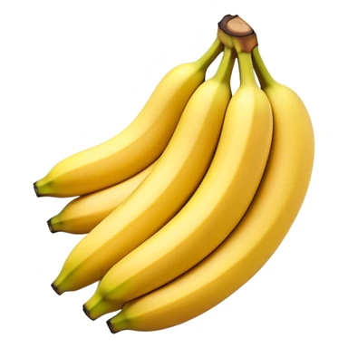 Cinematic bright yellow banana, smooth peel with gentle curves, slightly ripened, stacked in a charming bunch, warm glowing background, soft and inviting. sticker