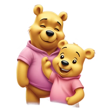 Winnie the Pooh and Rooh with sparkles in a pink heart sticker