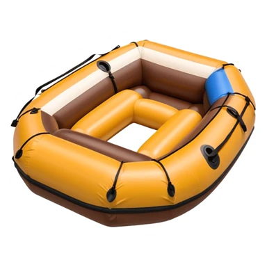 brown round inflatable boat with several seats around the perimeter sticker