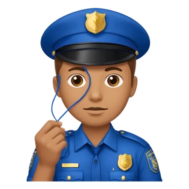 police officer holding a blue thread sticker