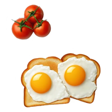 Toast with fried egg and tomatoes on the white plate sticker