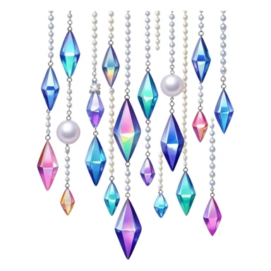 Iridescent big giant glistening glossy sparkly shiny glittery hanging crystals pearls and beads and gemstones decorations sticker