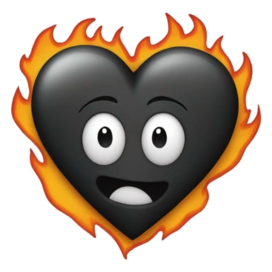 Black heart with flames around it sticker