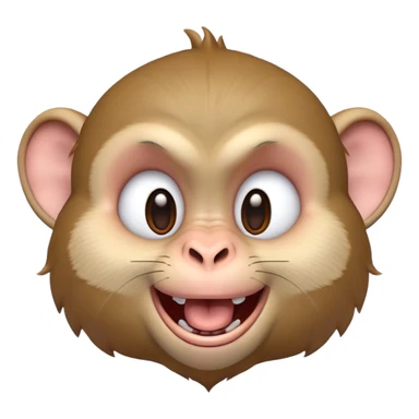 Cinematic Adorably Mischievous Macaque Portrait Emoji, Head tilted in a playful wink with an exaggerated, cheeky grin and a slightly raised eyebrow, featuring a compact, nimble build with fluffy fur and round, twinkling eyes brimming with mischief, Simplified yet irresistibly endearing features, highly detailed, glowing with a bright, joyful radiance, high shine, lively and quirky, stylized with an air of whimsical primate fun, soft glowing outline, capturing the essence of a mischievous macaque that seems ready to pull a playful face and scamper into your heart! sticker