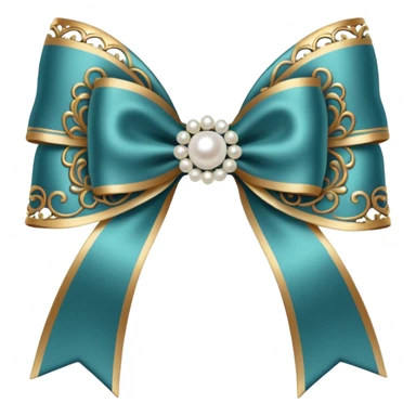vintage rococo bow, white, with pearl accents sticker