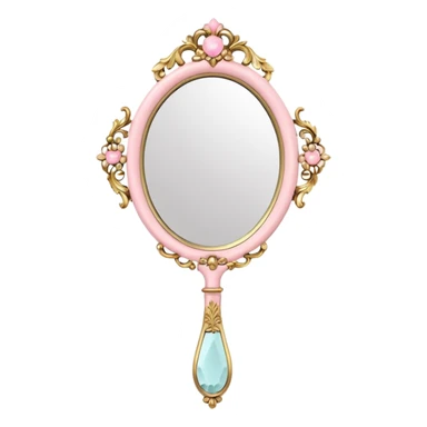 Vintage rococo hand mirror with pastel pink and gold details sticker