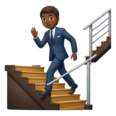 apple style emoji of a man walking up a staircase sticker
