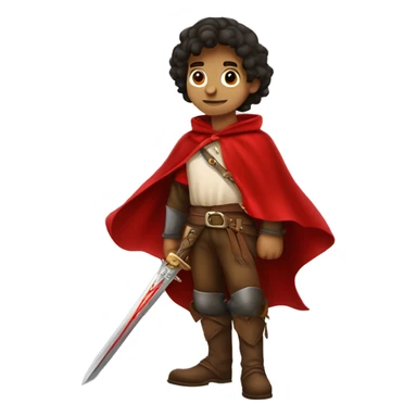 canela boy musketeer with red shoulder medieval cape and sword sticker