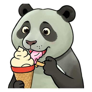 Panda eating ice cream sticker