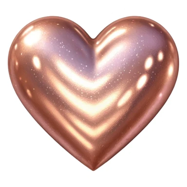 Edit the glittery gold color heart to a glittery rose gold color heart with a subtle gradient and no border. Keep the background transparent. Maintain the glittery texture and subtle gradient effect in rose gold tones sticker