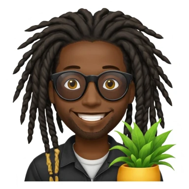 a black african guy with dreadlocks, wearing black shades and aura farming emoji sticker