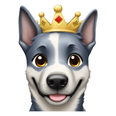 A smiling malinois dark blue merle without red color with a crown on his head sticker