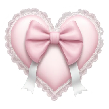 rococo Pastel pink heart with white bow with lace and frills  sticker