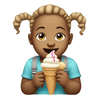 White baby eating ice cream sticker