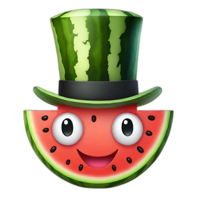 Happy Watermelon slice wearing a top hat sticker