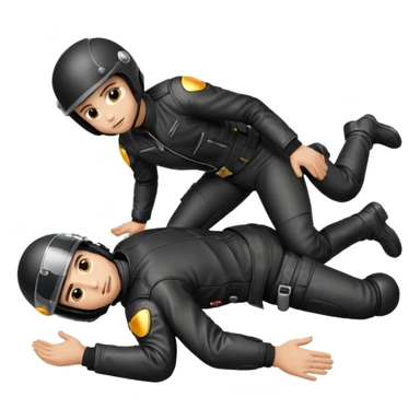 a motorcyclist lying on the ground who has just fallen sticker
