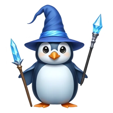 penguin wizard with wand and pointy hat sticker
