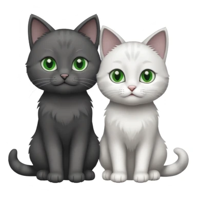 2 different coloured small cats including a dark grey and white and a completely solid dark grey with green eyes and only white paws sticker