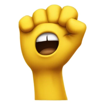 A generic, yellow face emoji shouting and looking up in the sky. His hands are floating off of his body in a fist shape. sticker