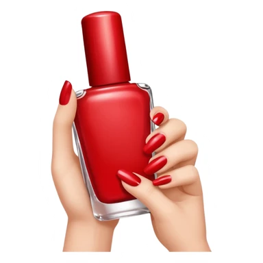 hand with painted nails and nail polish bottle sticker