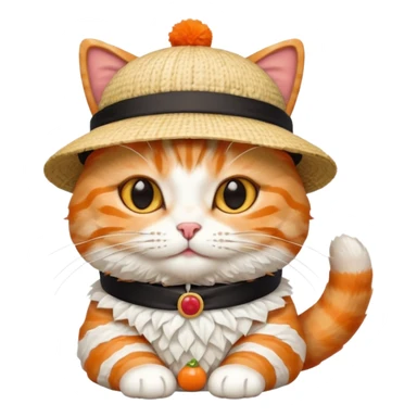 cat wearing a hat made out of sushi sticker