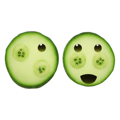 Yellow smiley face with two cucumber slices on the eyes sticker