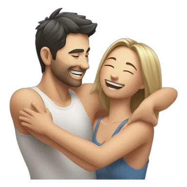 man tickling woman on her armpit sticker